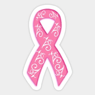 Breast Cancer Awareness Ribbon With Filigree Sticker